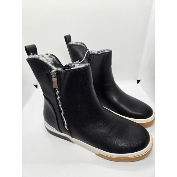 A New Day Womens Ankle Boots Size 5.5M Black Size Zip Up Faux Fur Padded Ankle - Picture 1 of 9